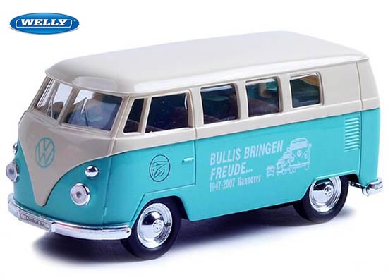 Welly Volkswagen T1 Bus Diecast Toy 1:36 Scale Green-White