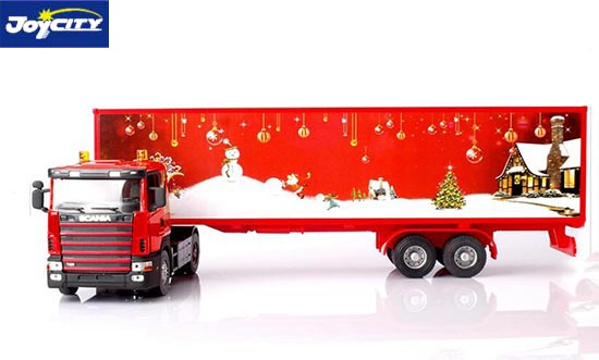 TB Scania Semi Truck Diecast Toy 1:43 Scale Red Merry Christmas