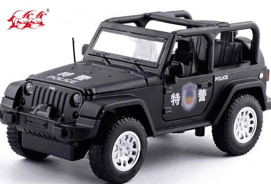 DH Jeep Wrangler Diecast Car Toy SWAT 1:32 Scale Black