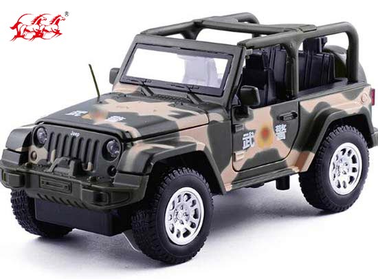 DH Jeep Wrangler Diecast Police Car Toy 1:32 Scale Camouflage