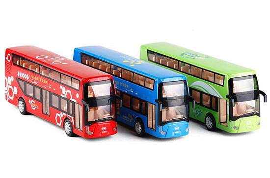 1:64 28# Bleu & Jaune London double-decker bus Diecast modèle Sound & Light 