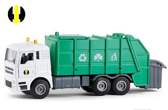 HY Garbage Truck Diecast Toy 1:50 Scale White-Green
