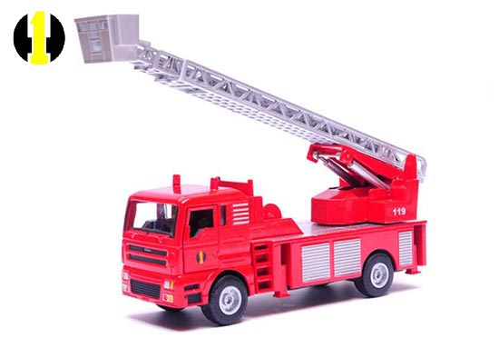 HY Scaling Ladder Fire Engine Truck Diecast Toy 1:50 Scale Red