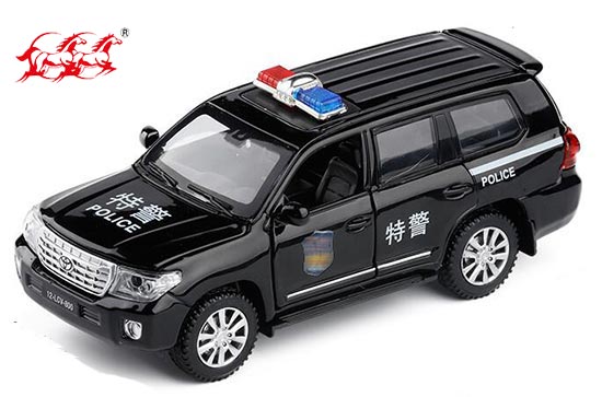 DH Toyota Land Cruiser Diecast Police Toy 1:32 White / Black