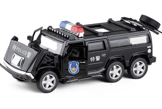 Proswon Hummer H2 Diecast Police Toy 1:32 Scale Black / White [BB02B640]