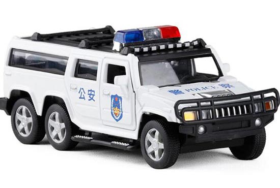 Proswon Hummer H2 Diecast Police Toy 1:32 Scale Black / White [BB02B640]