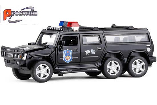 Proswon Hummer H2 Diecast Police Toy 1:32 Scale Black / White