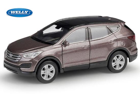 Welly Hyundai Santa Fe Diecast Toy 1:36 Scale White / Brown