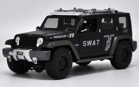 Maisto Jeep Wrangler SWAT Diecast Model Police 1:18 Black