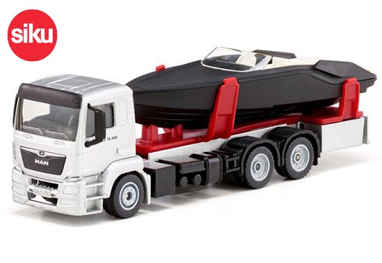 SIKU 2715 MAN Truck With Motorboat Diecast Toy 1:50 Silver