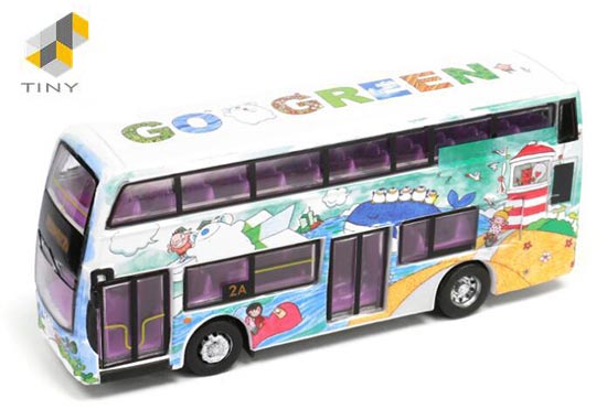Tiny Hong Kong E400 Double Decker Bus Diecast Toy Art Painting