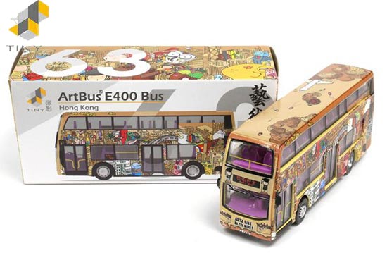 Tiny Hong Kong E400 Double Decker Art Bus Diecast Toy Golden