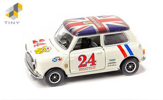 Tiny Mini Cooper NO.24 Racing Car Diecast Toy Creamy