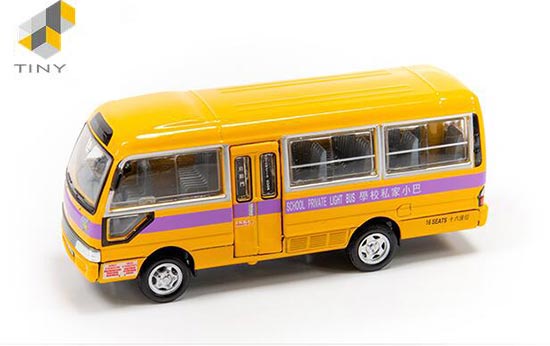 Tiny Toyota Coaster School Bus Diecast Toy Yellow