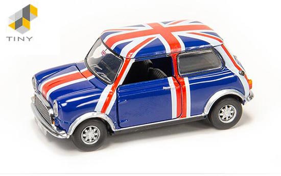 Title: Tiny Mini Cooper Mk1 Diecast Car Toy Union Jack Blue