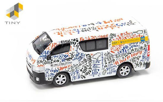 Tiny Toyota Hiace GOGOVAN Art Painting Diecast Toy White