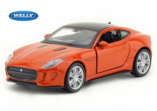 Welly Jaguar F-Type Coupe Diecast Car Toy 1:36 Orange / White
