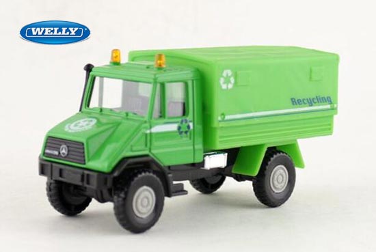 Welly Mercedes Benz Unimog Diecast Garbage Truck Toy Green