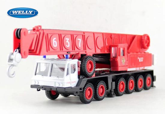 Welly Mobile Crane Diecast Toy Fire Dept Red
