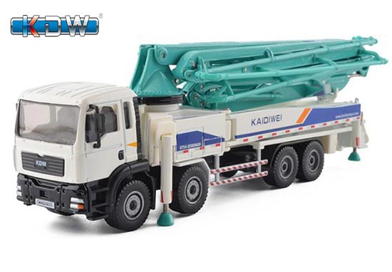KDW Concrete Pump Truck Diecast Toy 1:55 Scale White / Yellow