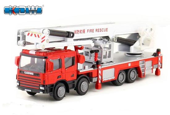 KDW Platform Fire Engine Truck Diecast Toy 1:50 Scale Red