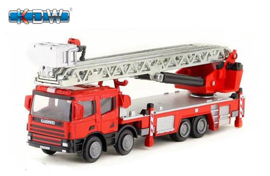 KDW Ladder Fire Engine Truck Diecast Toy 1:50 Scale Red