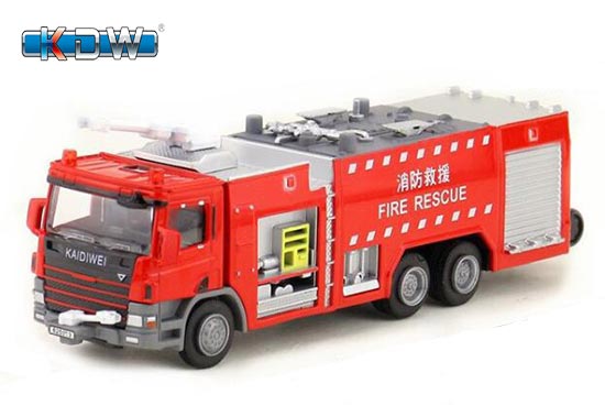 KDW Water Fire Engine Truck Diecast Toy 1:50 Scale Red