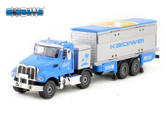 KDW Semi Truck With Motor Homes Trailer Diecast Toy Red / Blue