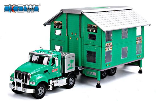KDW Semi Truck With Motor Homes Trailer Diecast Toy 1:50 Scale