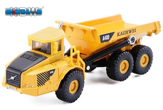 KDW Dump Truck Diecast Toy 1:87 Scale Yellow