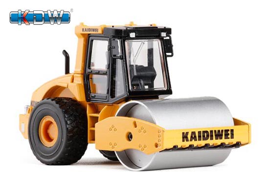 KDW Single Drum Road Roller Diecast Toy 1:50 Scale Yellow