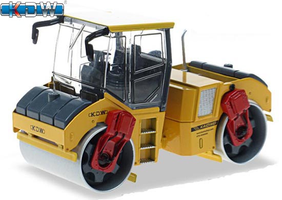 KDW Tandem Road Roller Diecast Toy 1:35 Scale Yellow