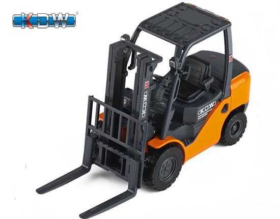 KDW Forklift Truck Diecast Toy 1:20 Scale Orange