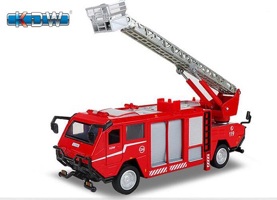 KDW Double Headed Ladder Fire Engine Truck Diecast Toy 1:50 Red