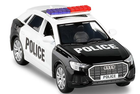 JKM Audi Q8 SUV Diecast Police Toy 1:36 Scale White-Black