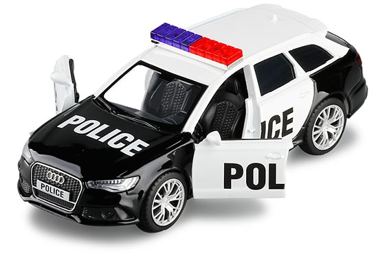 JKM Audi RS 6 Avant Diecast Police Toy 1:36 Scale Black