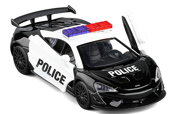 JKM McLaren 570S Diecast Police Car Toy 1:36 Scale Black
