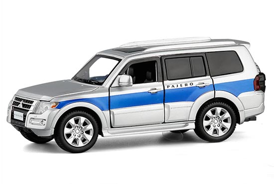 JKM Mitsubishi Pajero SUV Diecast Toy 1:32 Scale Blue-Silver