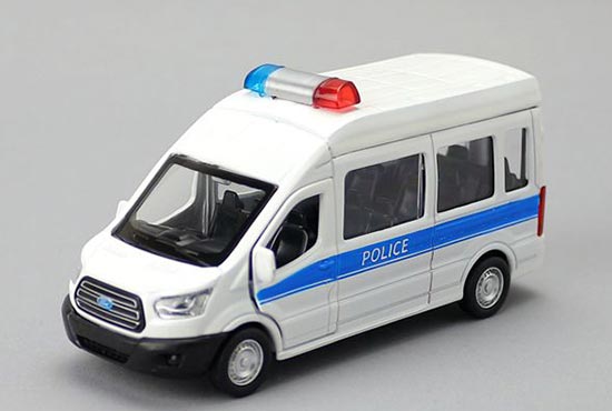 Caipo Ford Transit Diecast Van Toy Police 1:42 Scale White-Blue