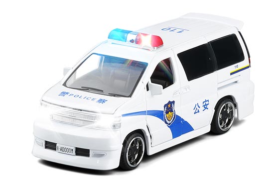 JKM Nissan Elgrand MPV Diecast Police Toy 1:32 Scale White-Blue
