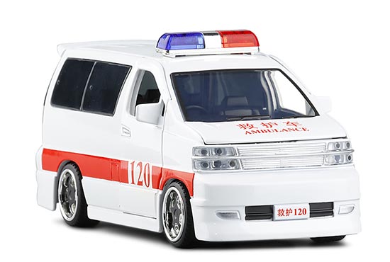 JKM Nissan Elgrand MPV Diecast Ambulance Toy 1:32 White-Red