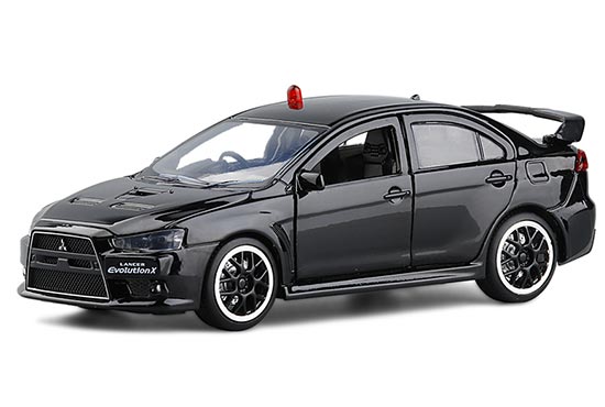 JKM Mitsubishi Lancer Evolution X Diecast Police Car Toy Black