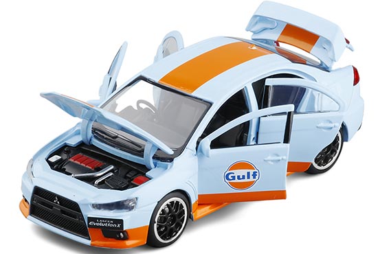 JKM Mitsubishi Lancer Evolution X Diecast Car Toy Blue-Orange