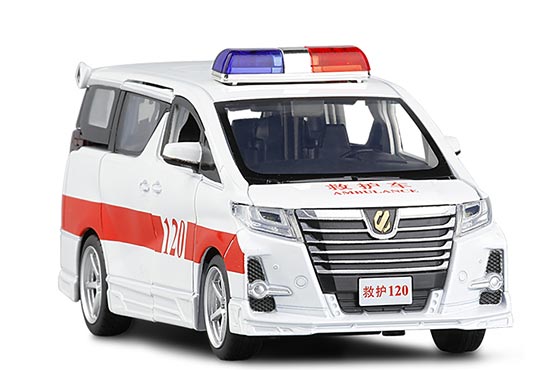 JKM Toyota Alphard Diecast Ambulance Toy 1:32 Scale White-Red