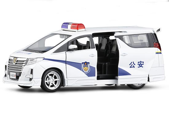 JKM Toyota Alphard MPV Diecast Police Toy 1:32 Scale White-Blue