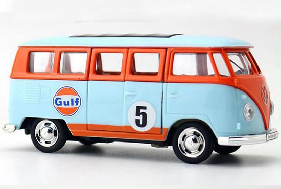 CaiPo Volkswagen T1 Bus Diecast Toy 1:38 Gulf Painting Blue